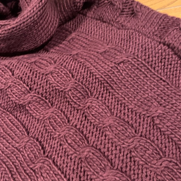 Sweater Poncho With Fringe, Beautiful Plum Color, One Size Fits Most - Picture 6 of 12